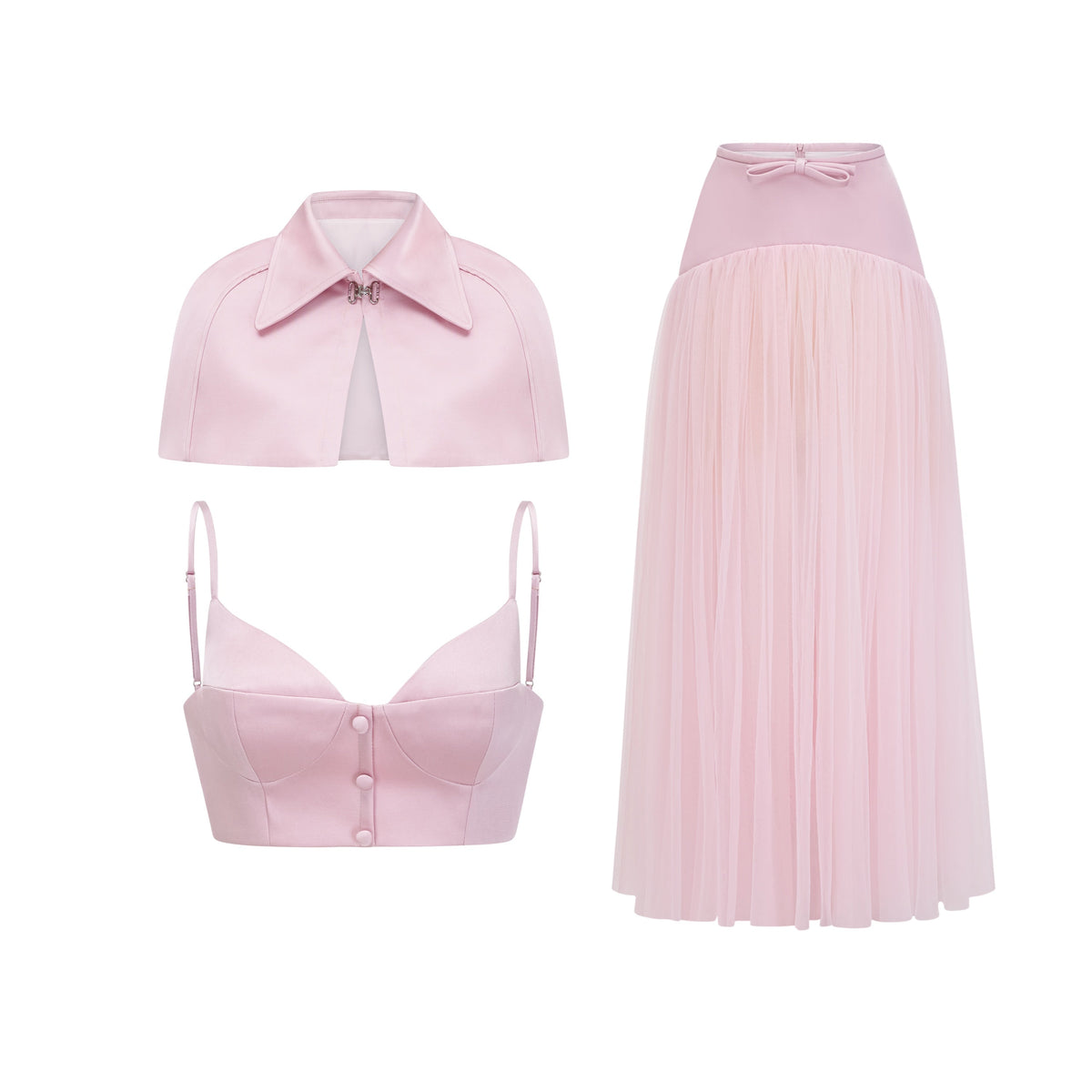 Clara Pink Cape Top & Tulle Skirt Set