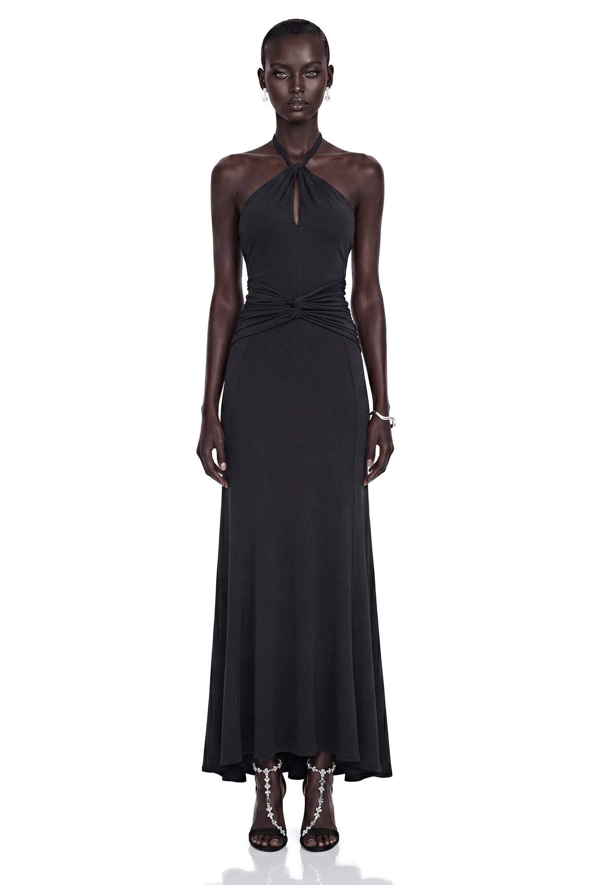 Mabel Black Backless Maxi Dress with Cut-Outs