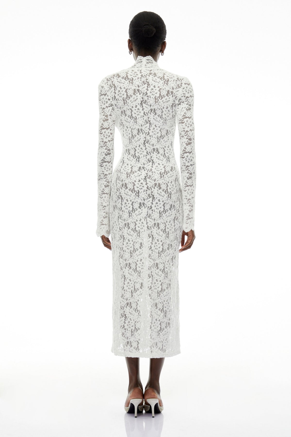 Maëlys White Floral Lace Plunge Neck Maxi Dress