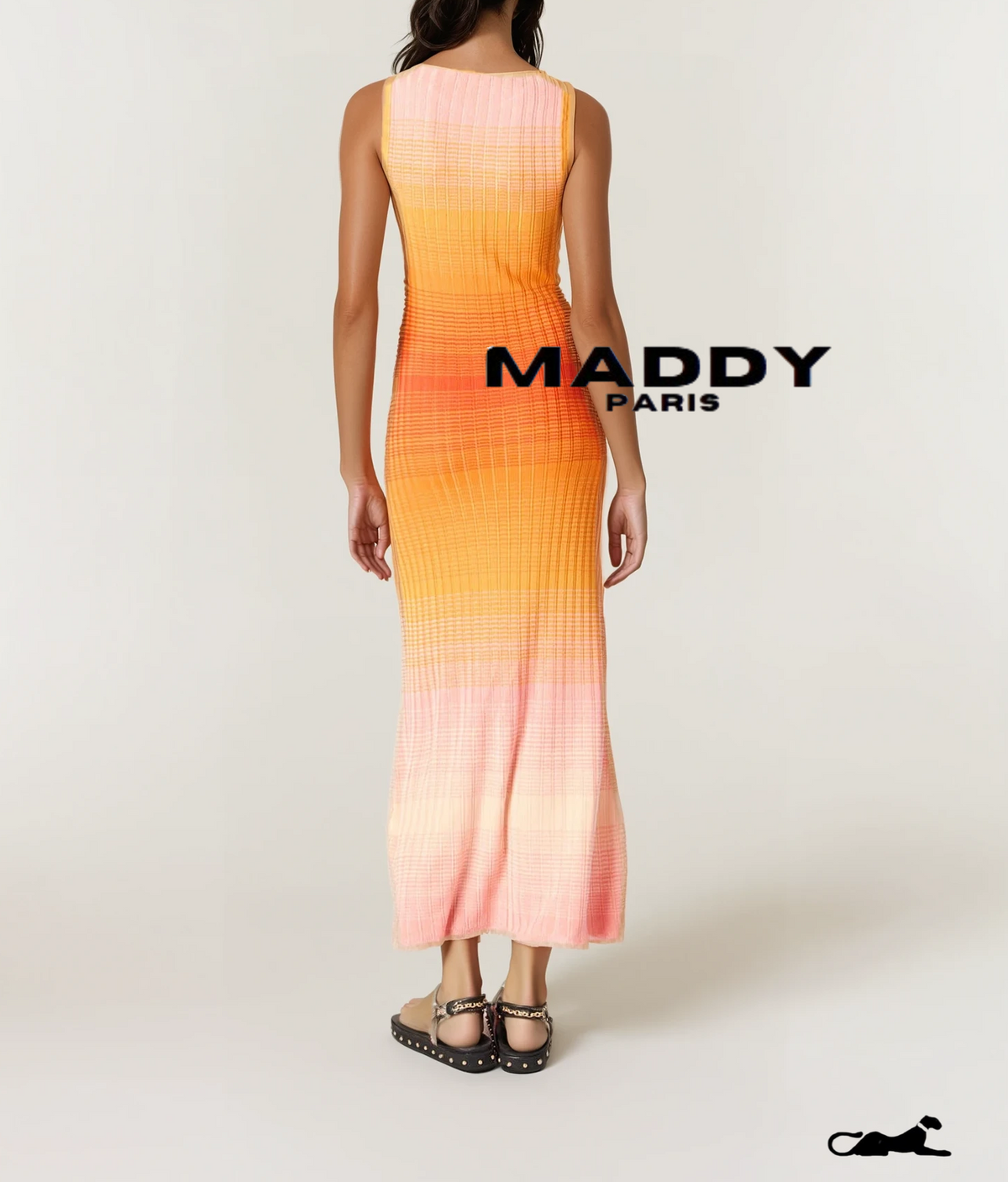 ANDREA  Gradient Knitted Maxi Dress Tie-dye  - Orange