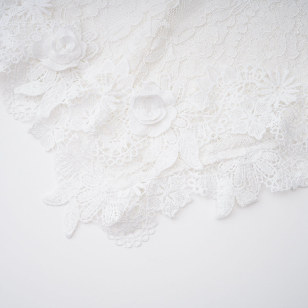 Mandana White Lace Mini Dress with Cape