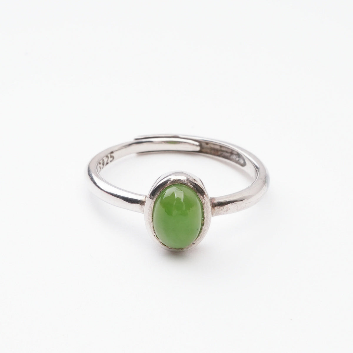 Manon Green Jasper Oval Cabochon Sterling Silver Ring