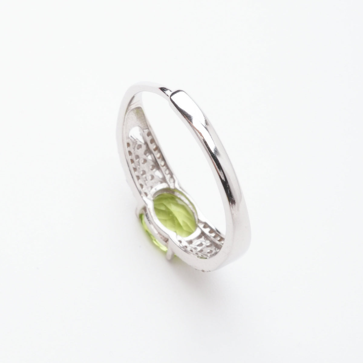 Manon Green Peridot Oval Cut Pavé Crystal Sterling Silver Ring