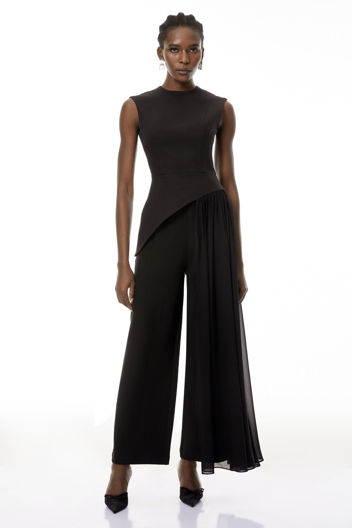 Margaux Black Asymmetrical Top & Trousers Set