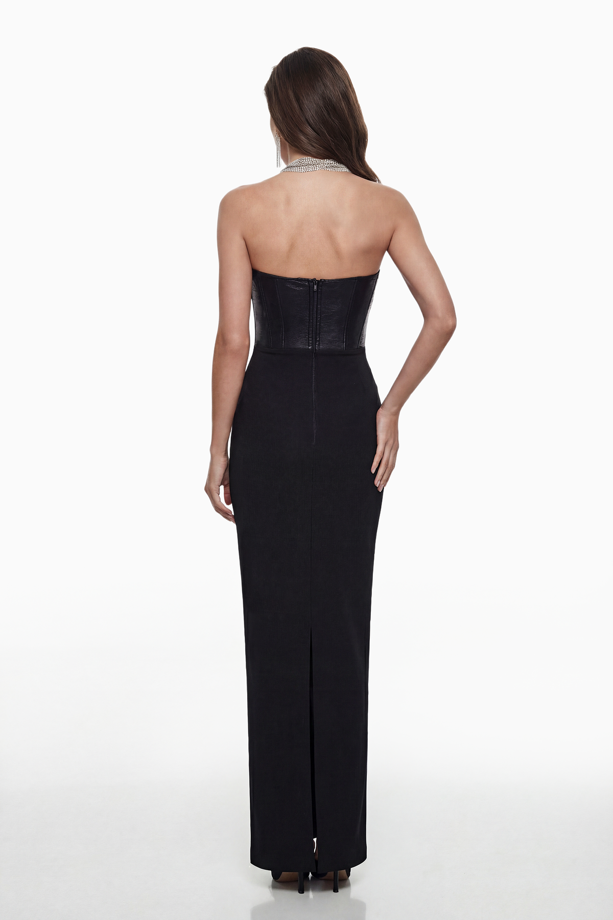 Markel Black Bandage Maxi Dress with Crystal Chains