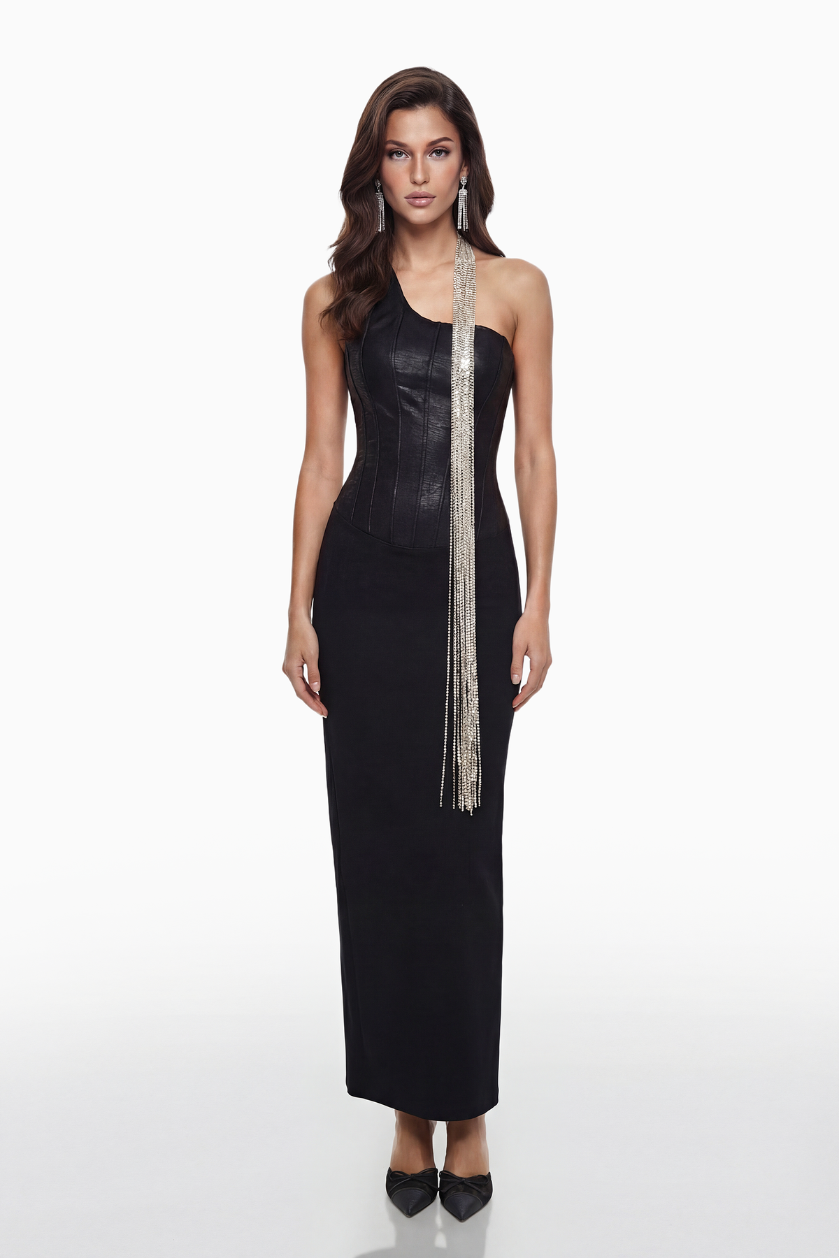 Markel Black Bandage Maxi Dress with Crystal Chains (Final Sale-US Only)