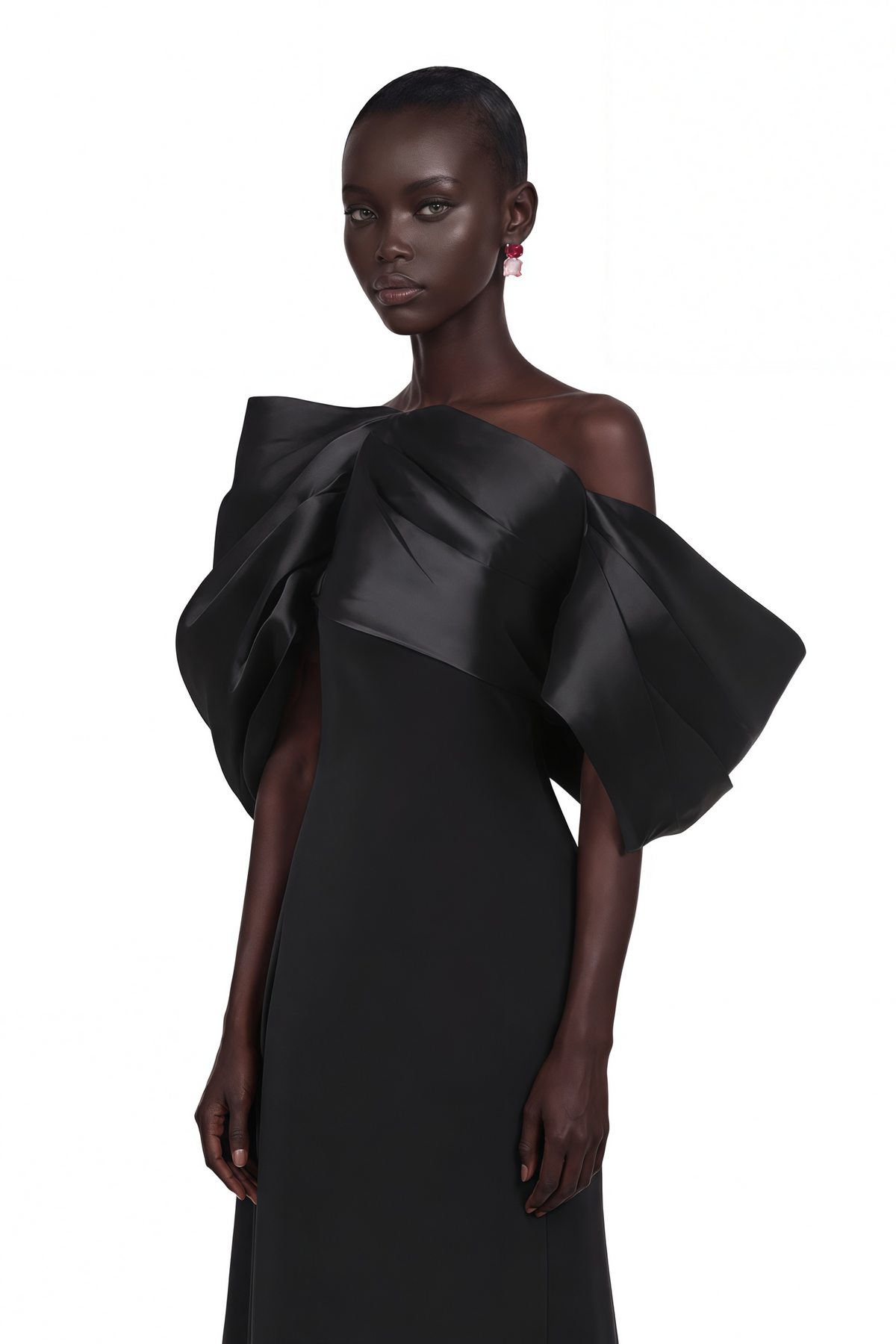 Martina Black One Shoulder Maxi Dress with Bow Detail