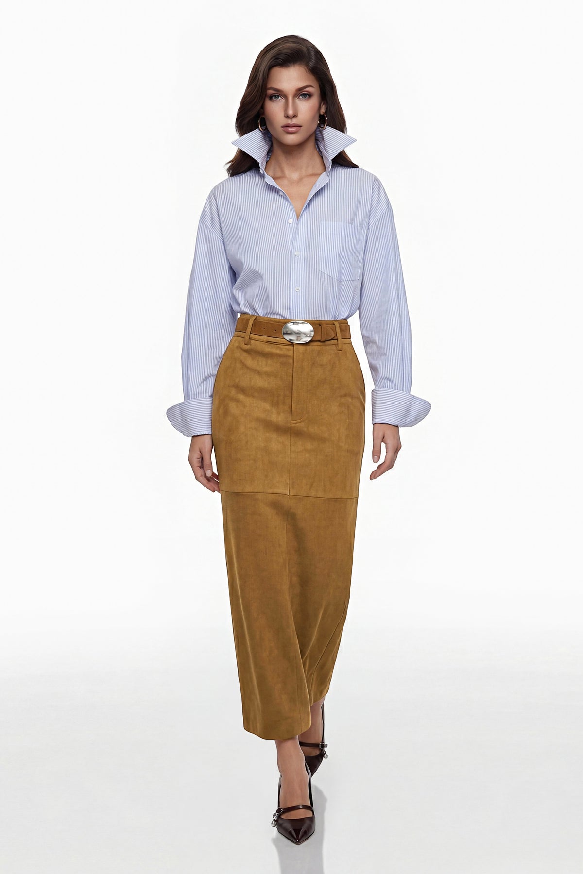 Matilda Brown Faux Suede Skirt