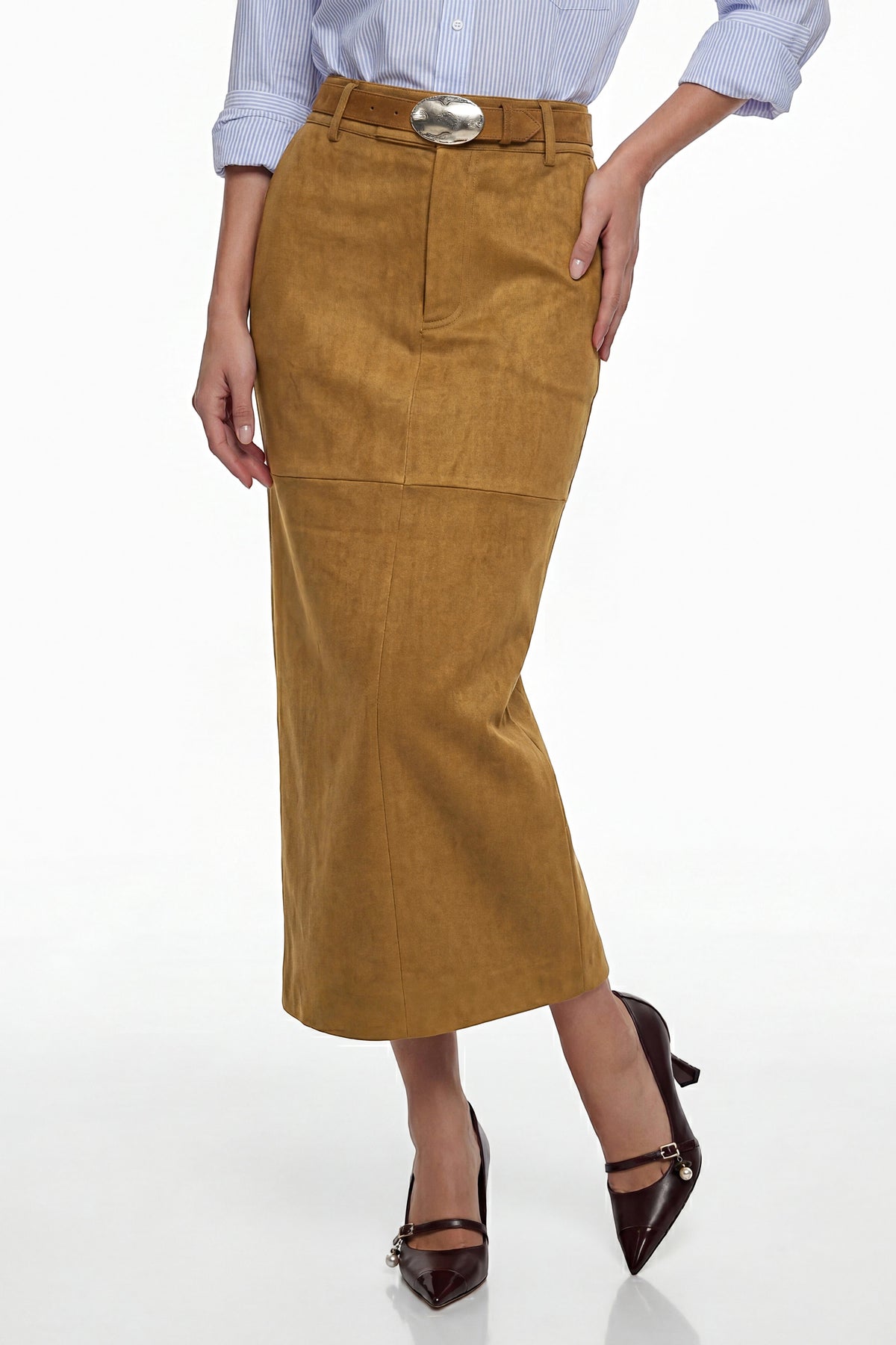 Matilda Brown Faux Suede Skirt