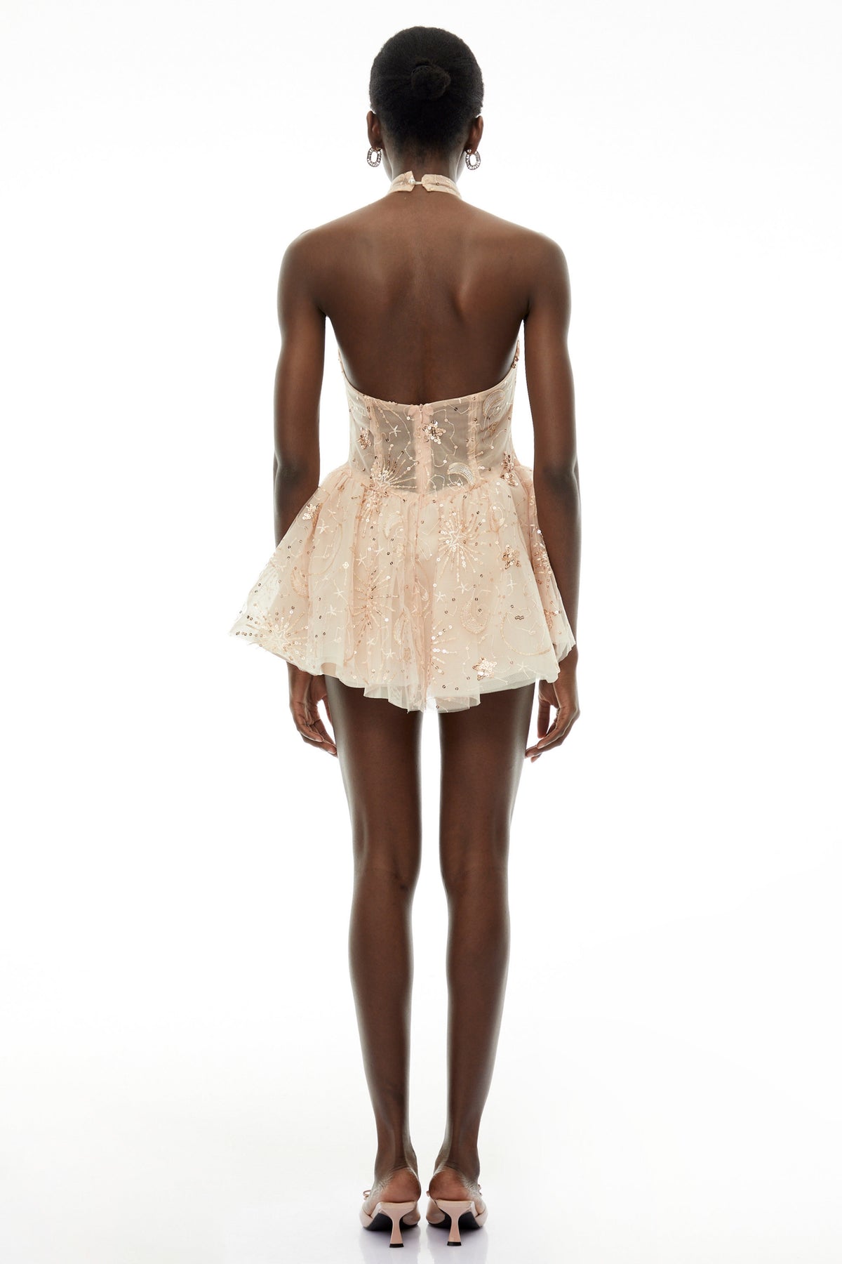 Matilda Champagne Halterneck Sequin Mini Dress with Cut-Outs (Final Sale)