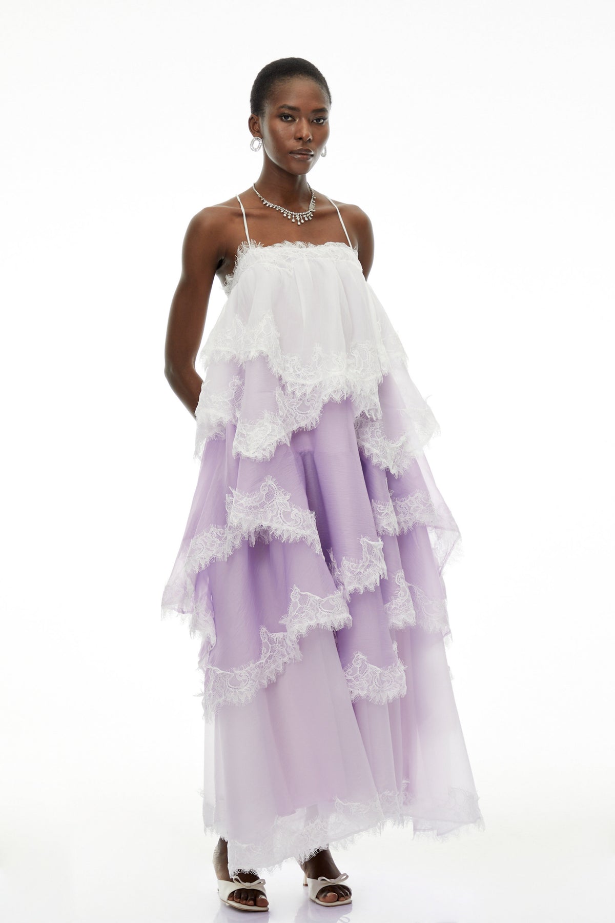 Sloane Purple Ruffled Lace Trim Maxi Dress (Final Sale)