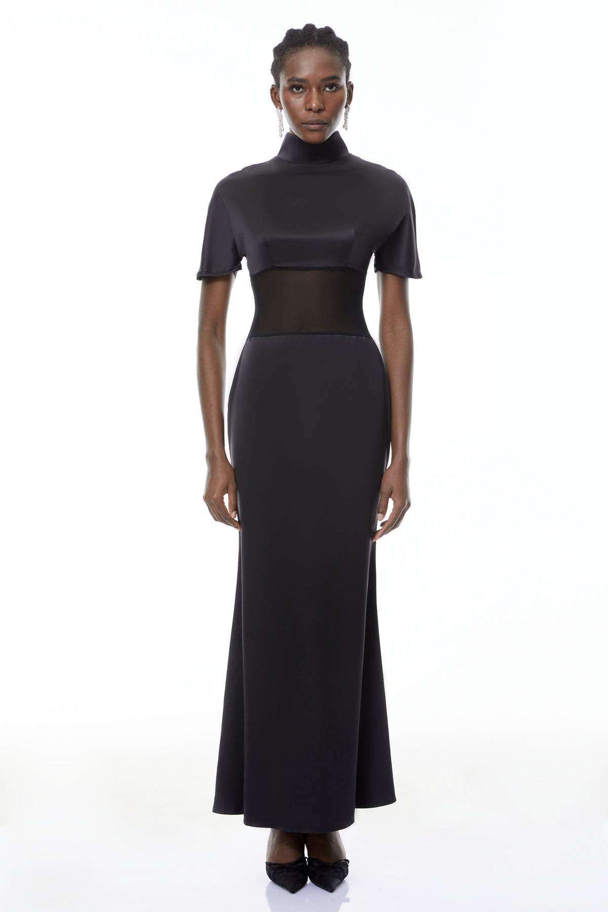 Odelia Black High Neck Sheer Maxi Dress (Final Sale)