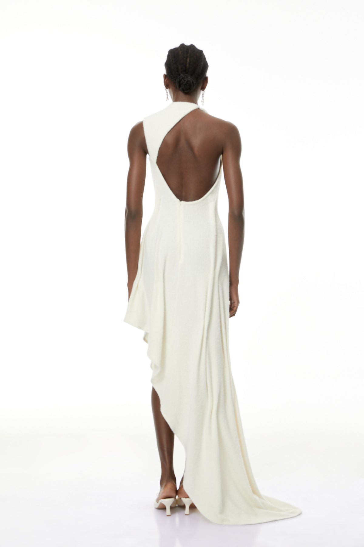 Oleander White Textured Asymmetrical Maxi Dress (Final Sale)