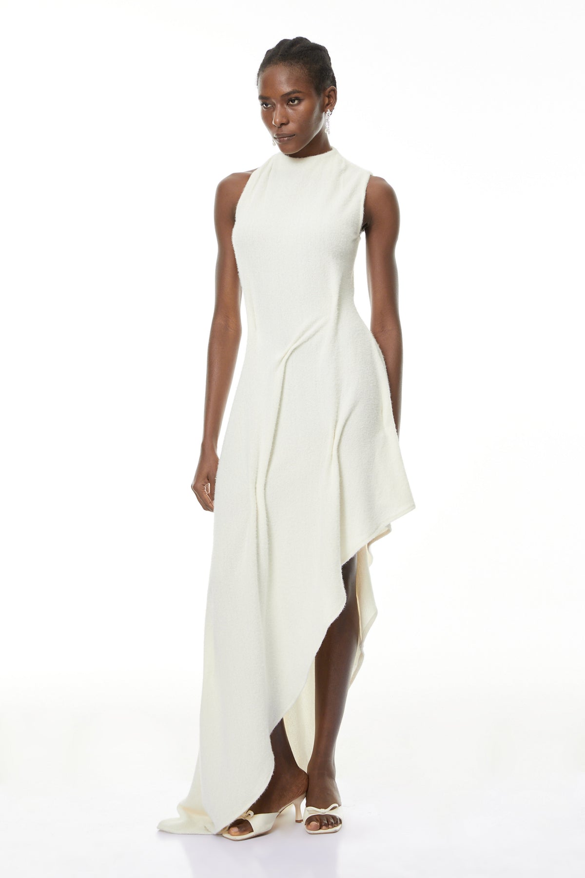 Oleander White Textured Asymmetrical Maxi Dress (Final Sale)