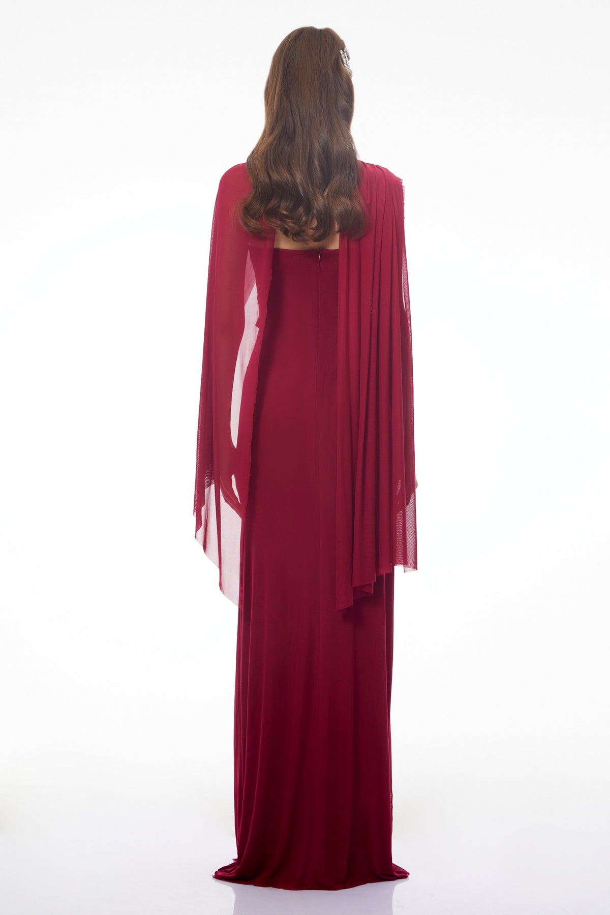 Ophelia Red Off Shoulder Ruched Maxi Dress