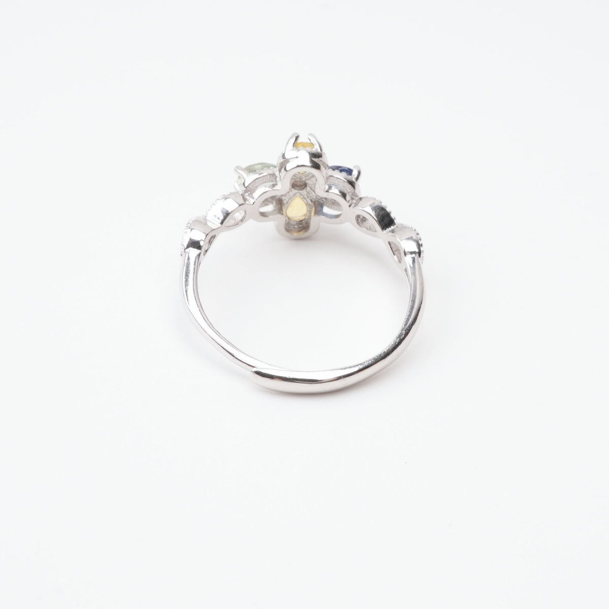 Perrine Multicolor Pear Cut Clover Sterling Silver Ring