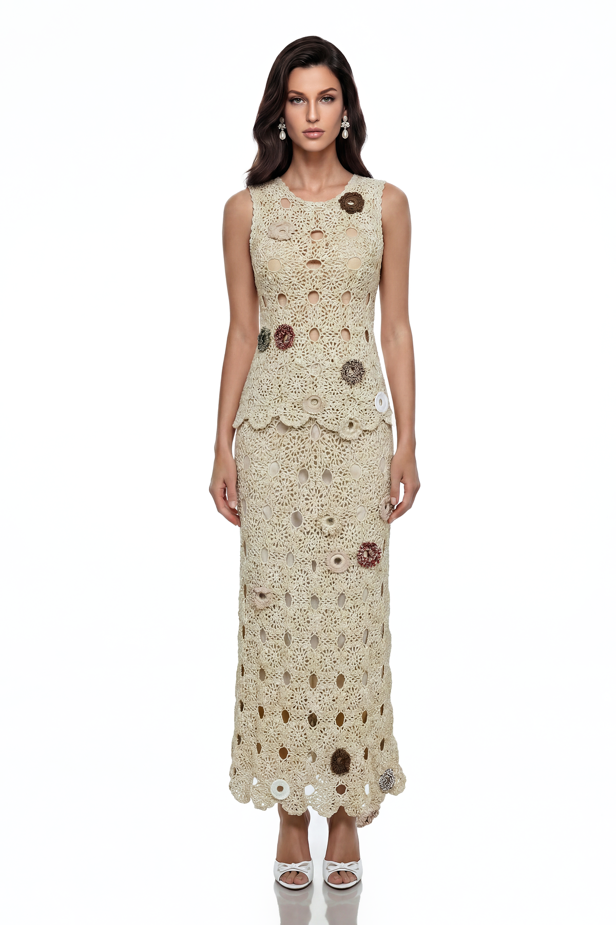 Persephone Green Cut-Out Knit Top & Skirt Set