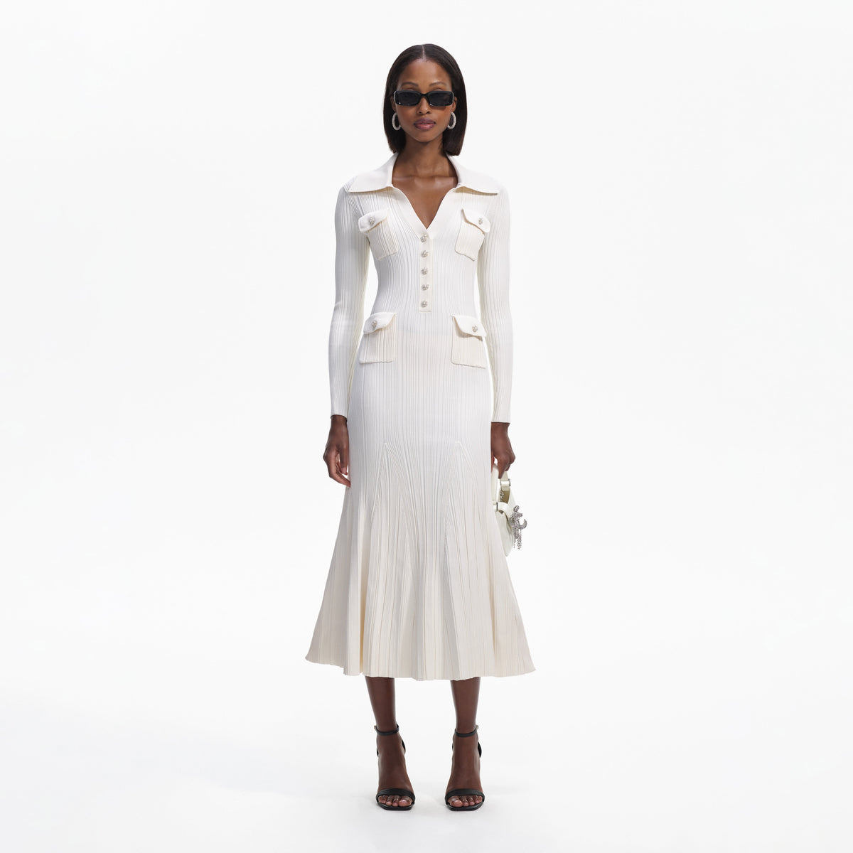 Cream Knit Midi Dress