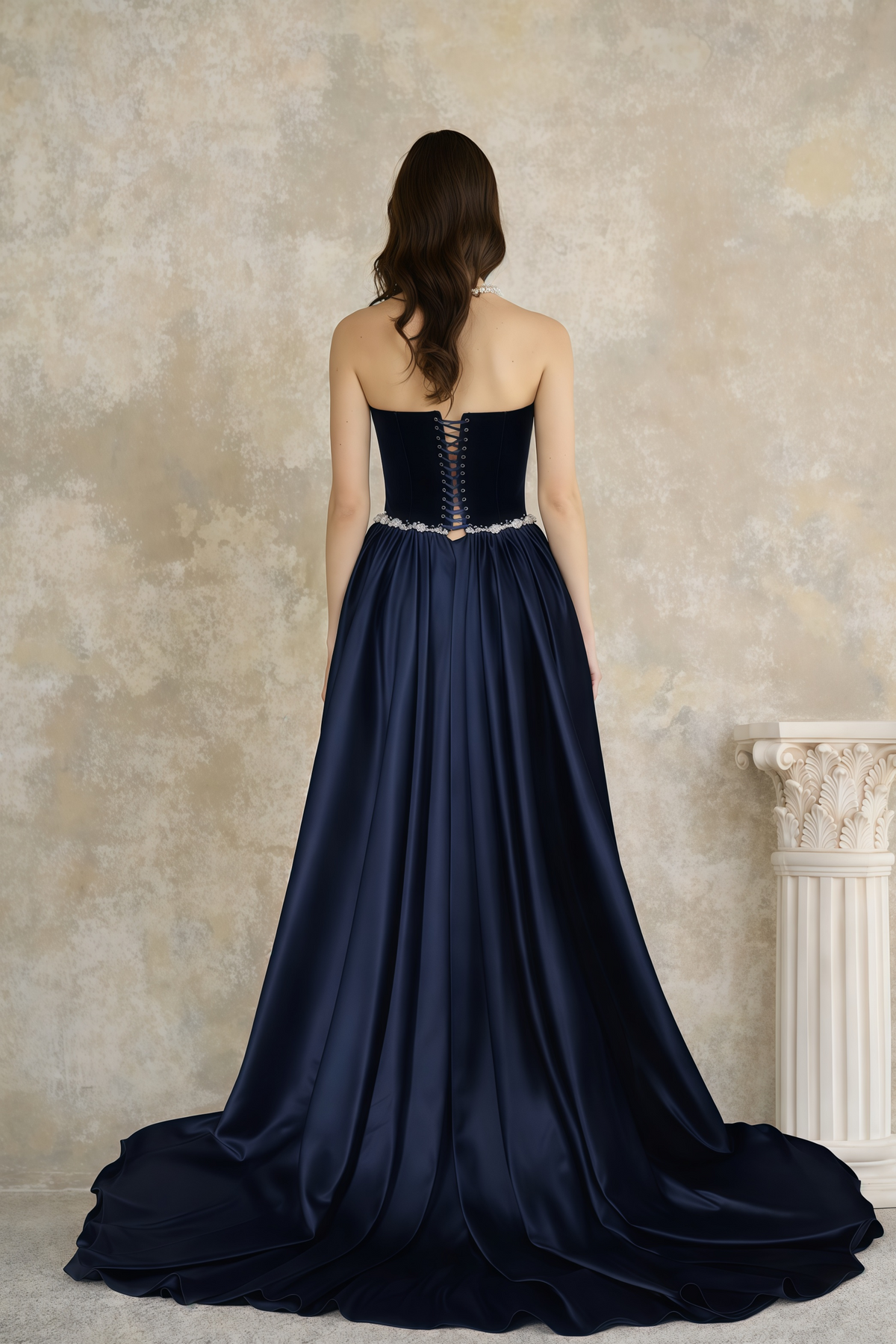 Raffaella Sapphire Pearl Trim Maxi Gown (Final Sale-US Only)