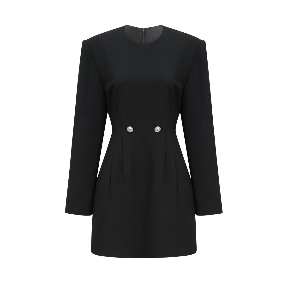 Magali black hourglass shoulder-padded mini dress (Final Sale)