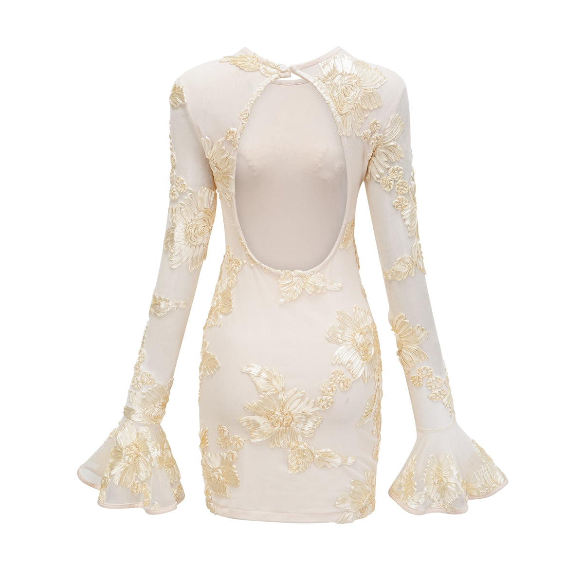 Nalini floral-embroidered open-back dress (Final Sale)