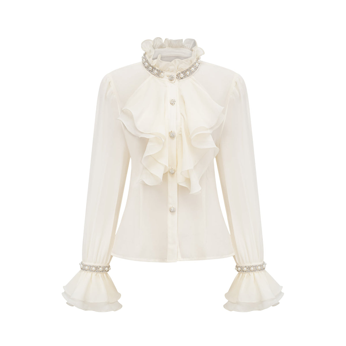 Hélène ruffled embellished shirt