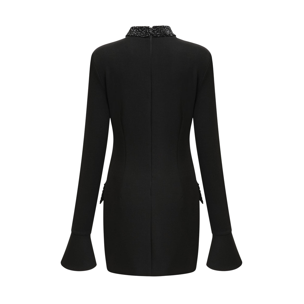Gaëlle black embellished long-sleeved dress (Final Sale)