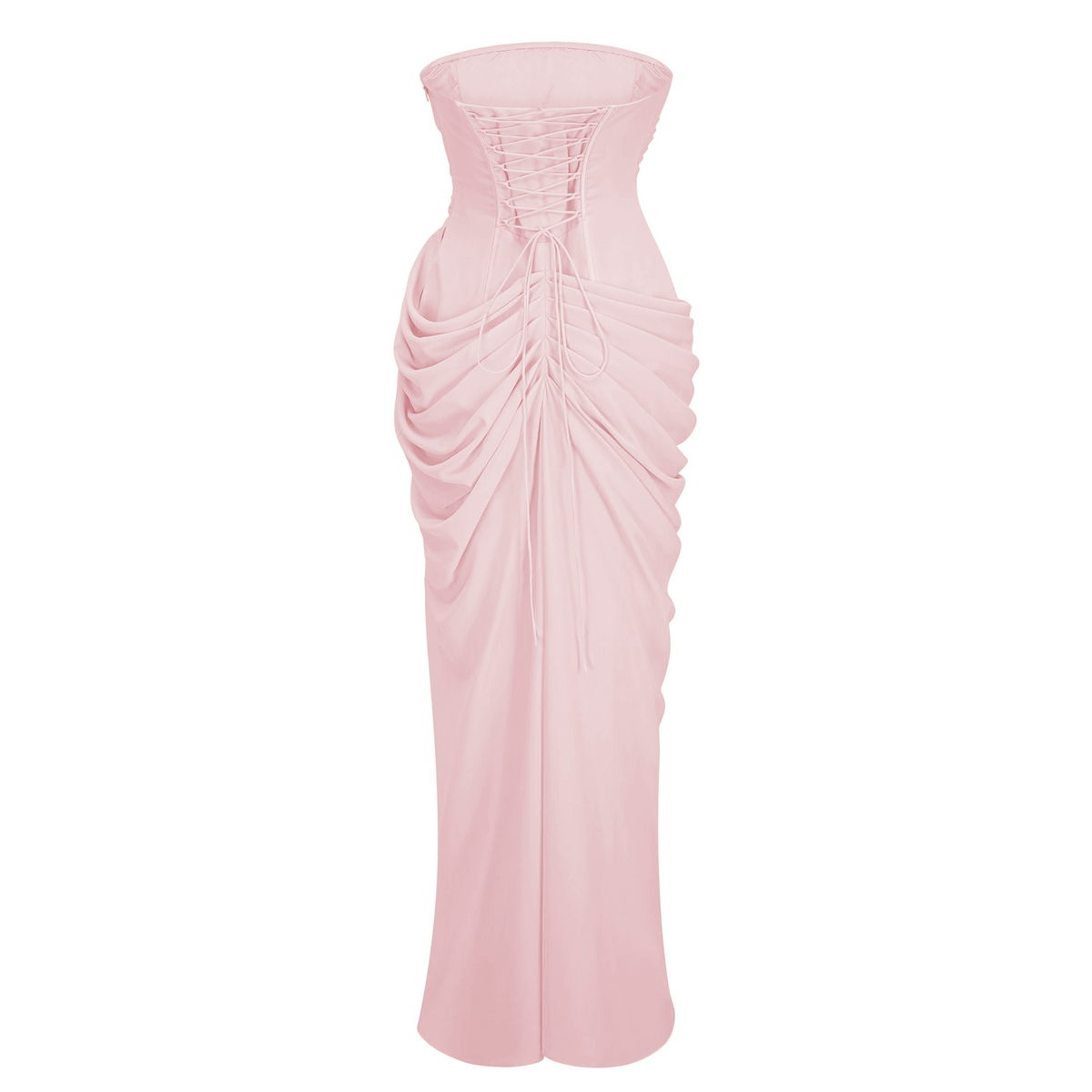 Safiya Pink Ruched Maxi Dress with Cross Front