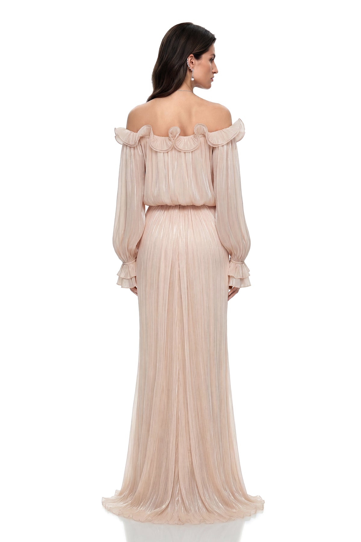 Sappho Champagne Off Shoulder Ruffled Blouse