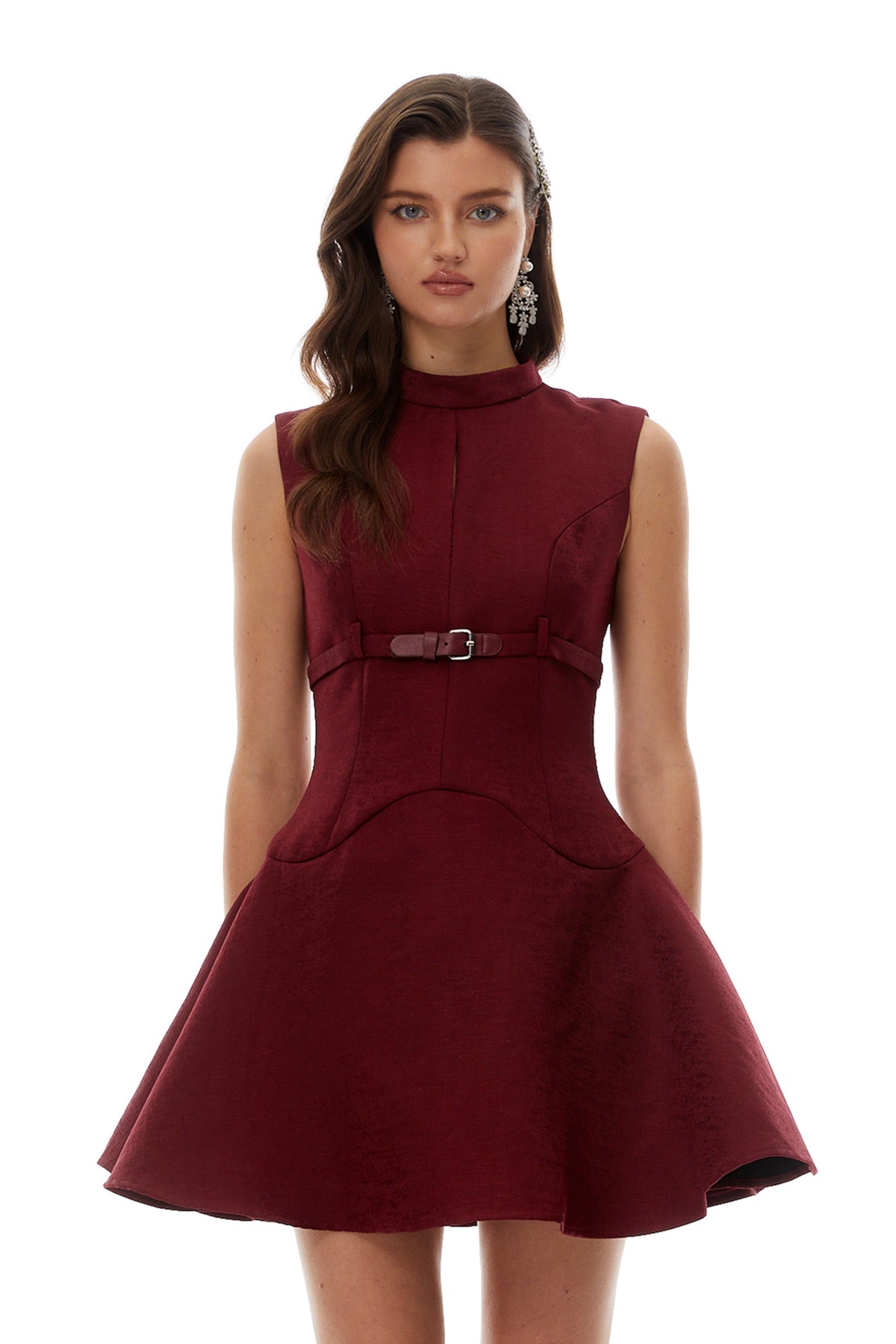Sara Red Belted Mini Dress