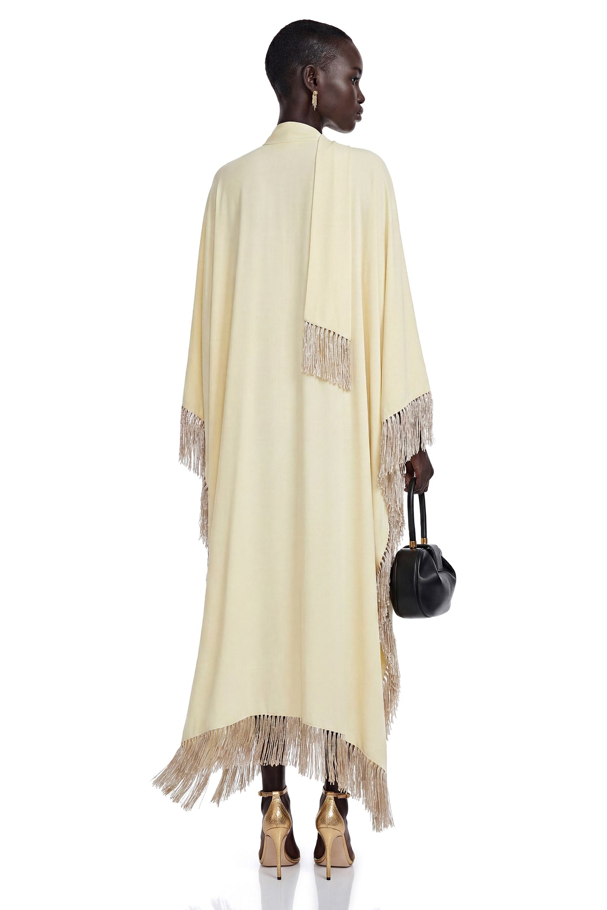 Sarah Yellow Maxi Dress with Fringe Panels