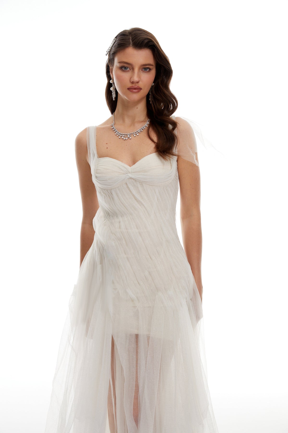 Scarlett White Tulle Corset Maxi Dress (Final Sale-US Only)