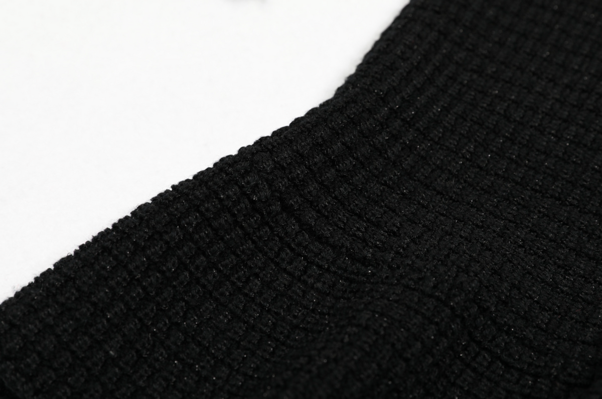 Black Pearl Trim Knit Mini Dress
