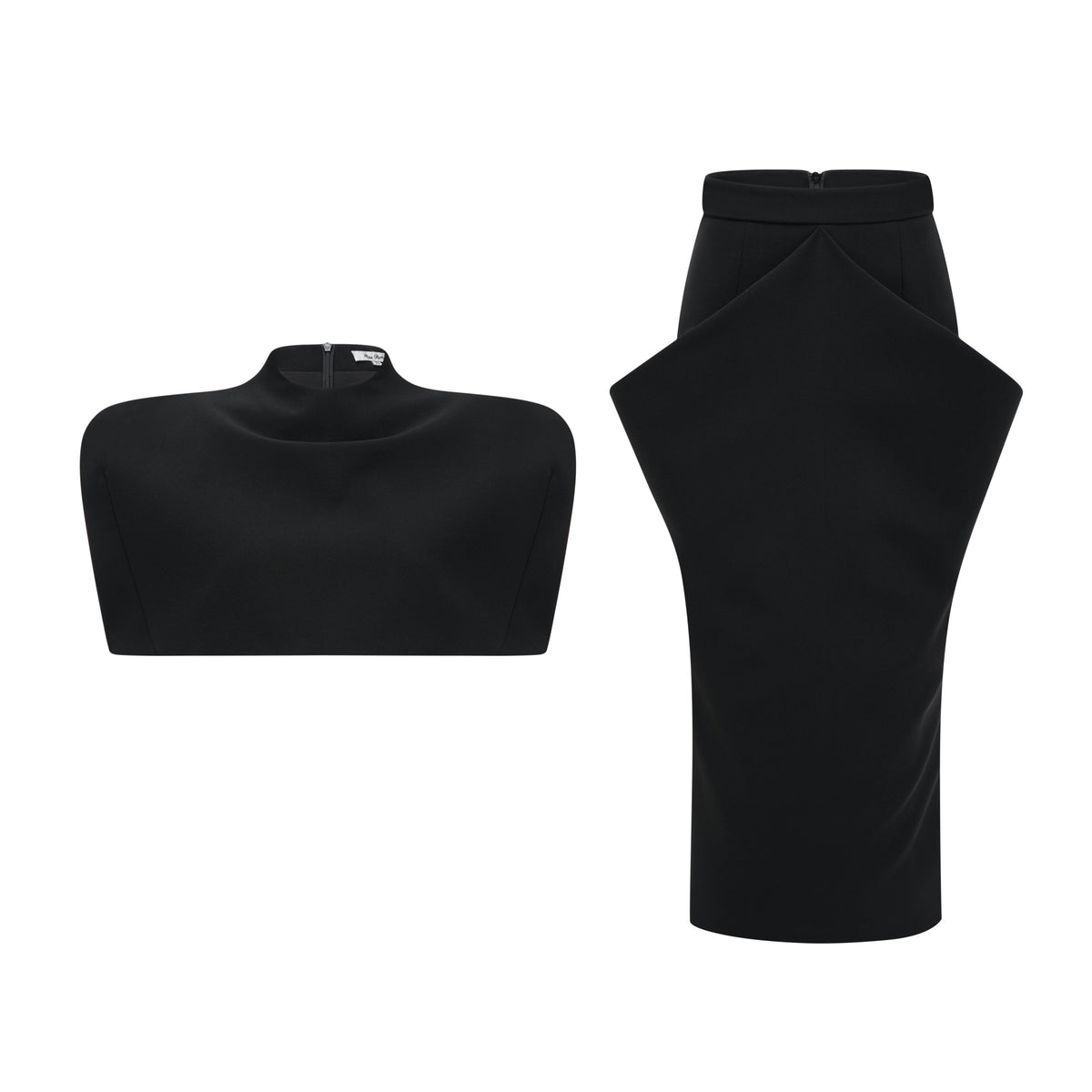 Shiva Black Structured Cape & Asymmetrical Skirt Set