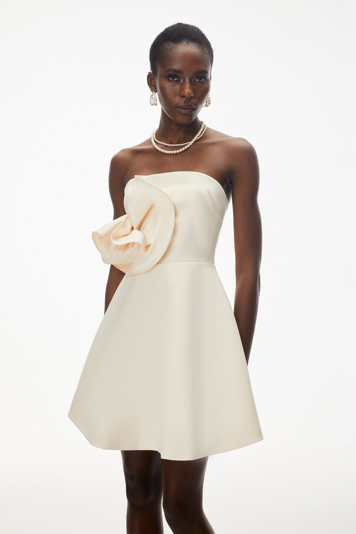Sienna Ivory Mini Dress with 3D Floral