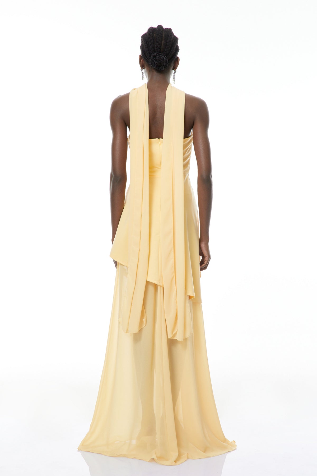 Solène Yellow Off-Shoulder Ruched Maxi Gown
