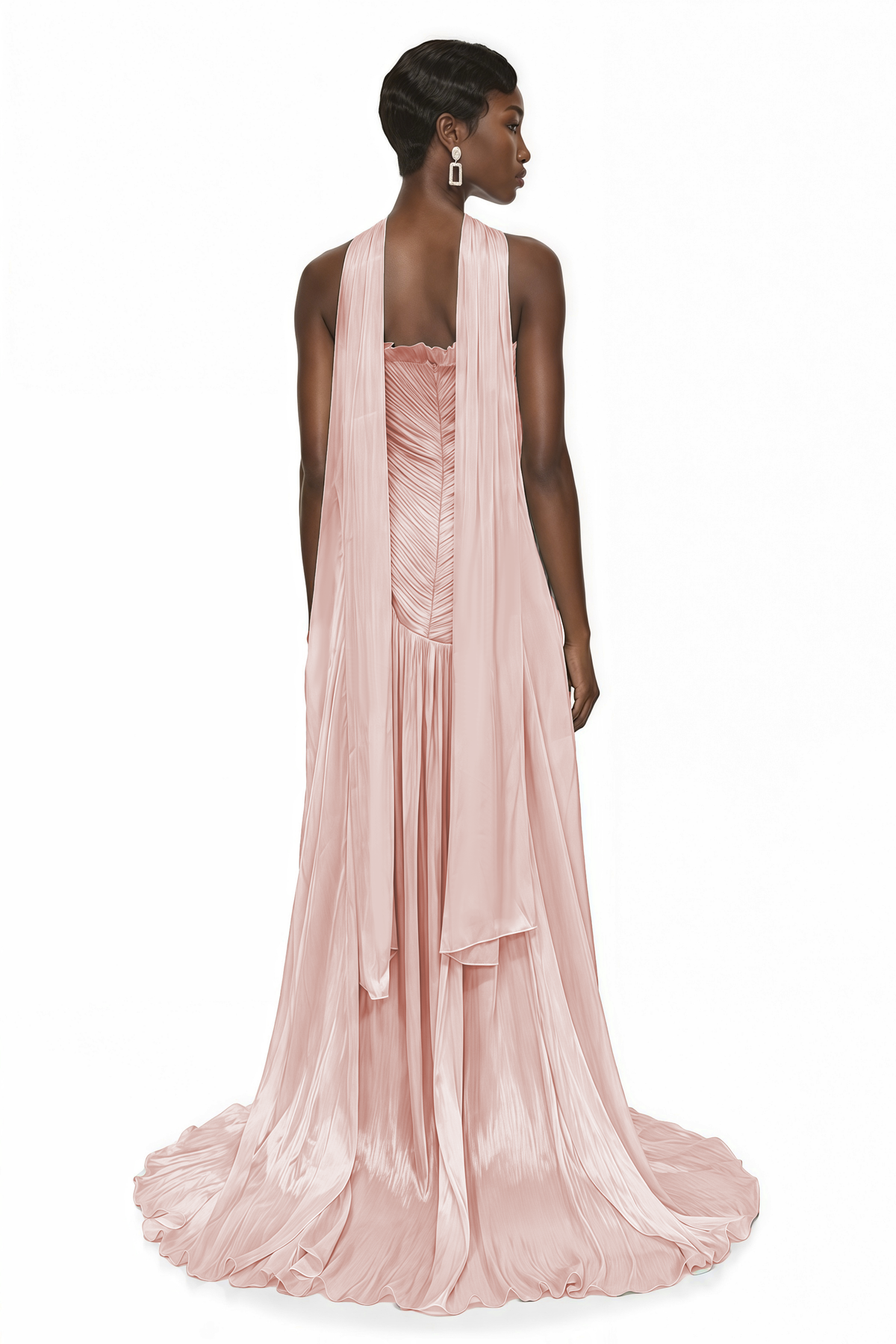 Solveig Pink Off Shoulder Pleated Maxi Dress with Hign Slit