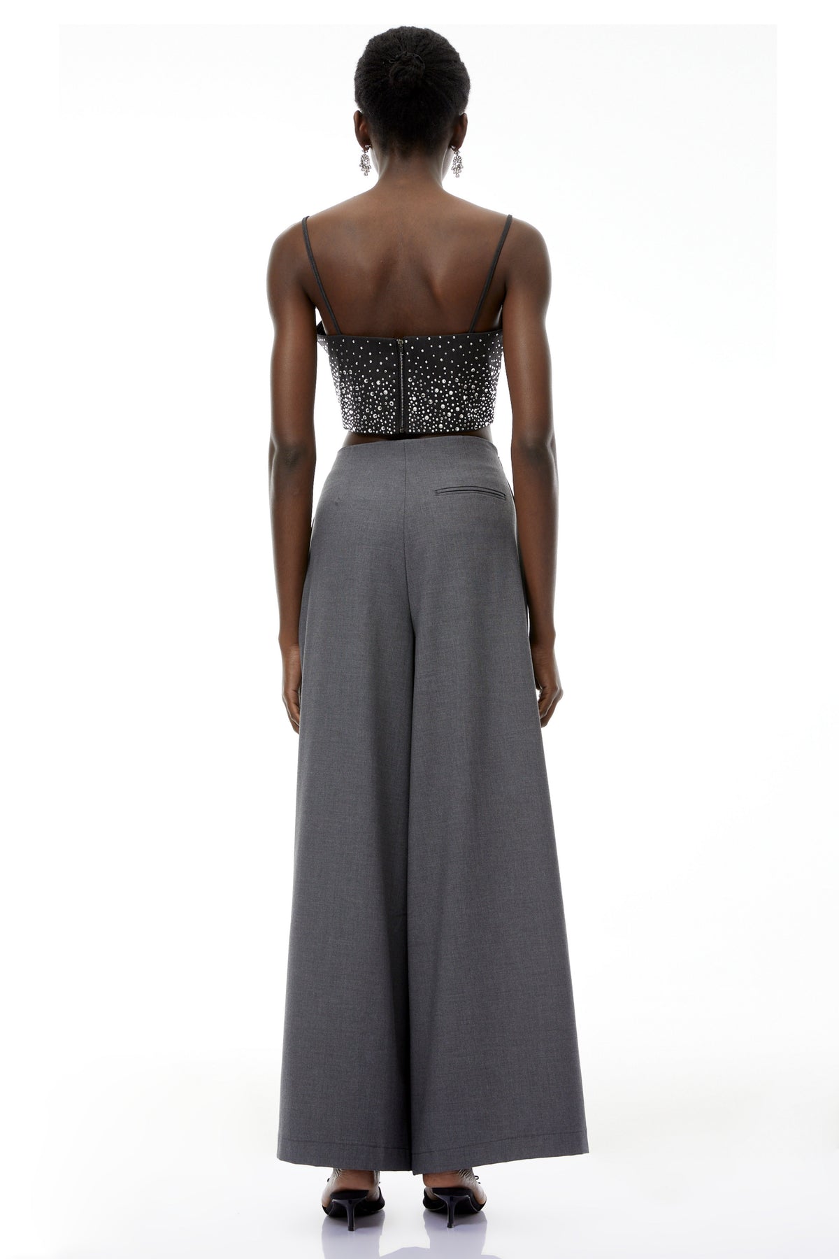 Soren Grey Wide Leg Ruched Trousers