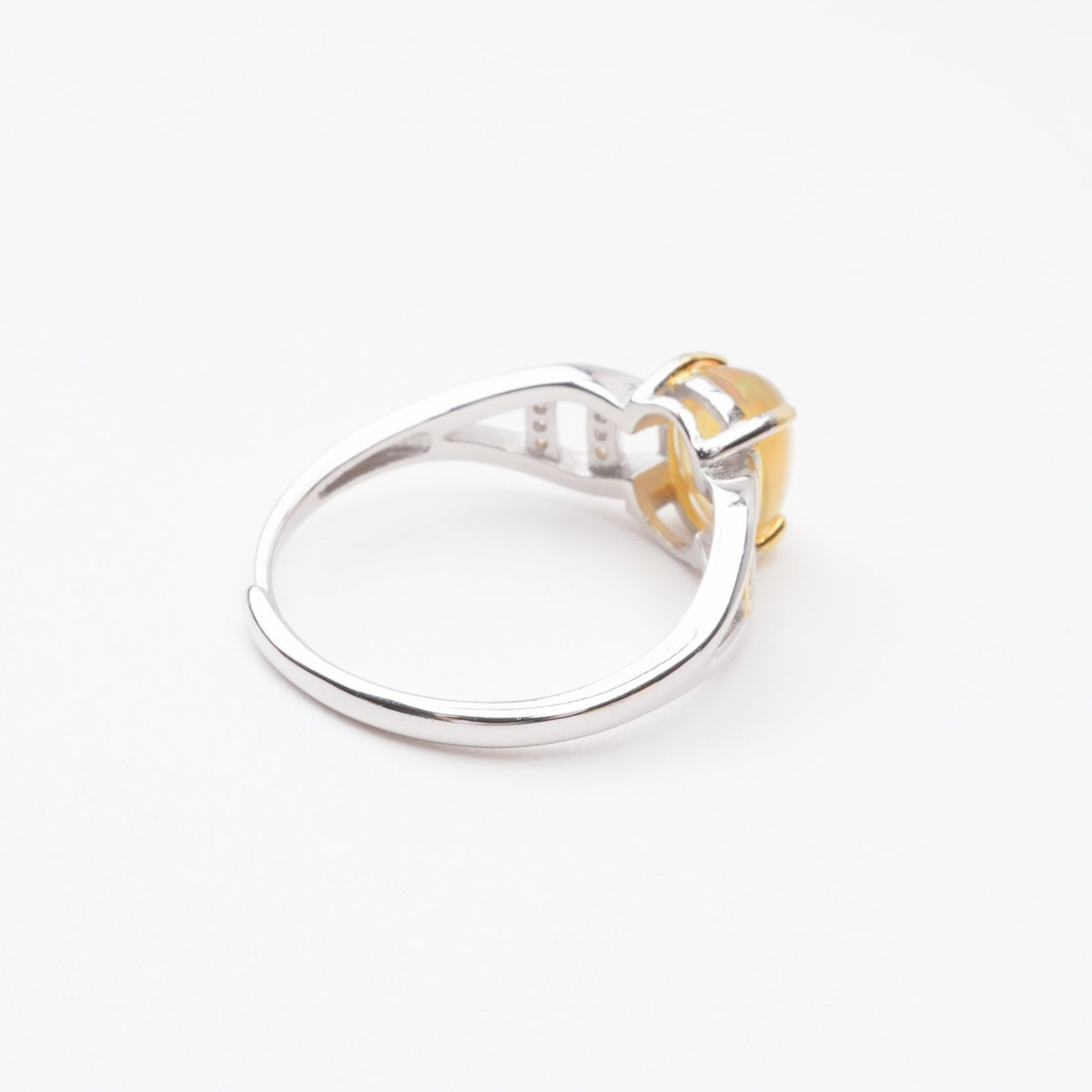 Sylvie Yellow Opal Oval Cabochon Two-Tone Ring