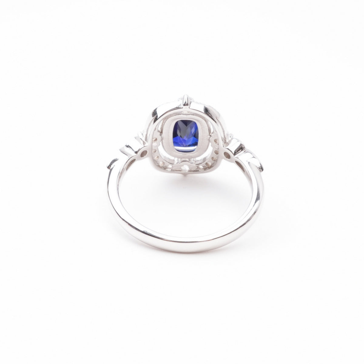 Teresa Blue Sapphire Oval Cut Crystal Sterling Silver Ring