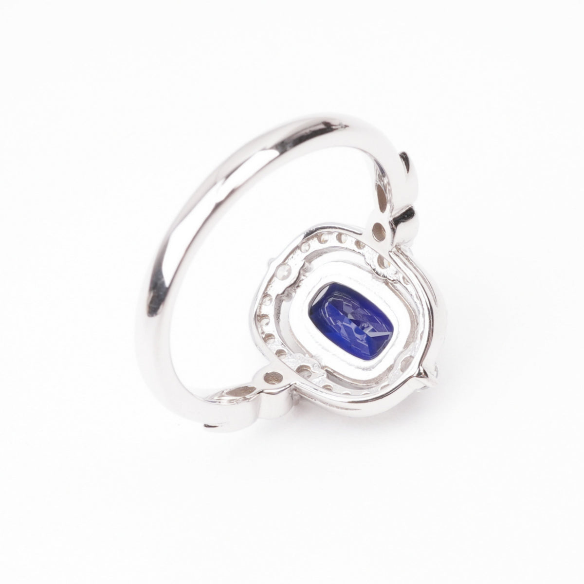 Teresa Blue Sapphire Oval Cut Crystal Sterling Silver Ring