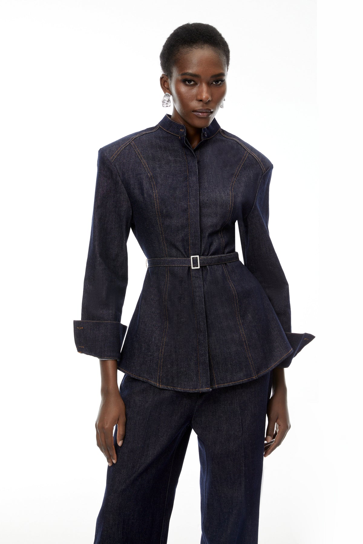 Thaddeus Blue Belted Blazer & Trousers Set