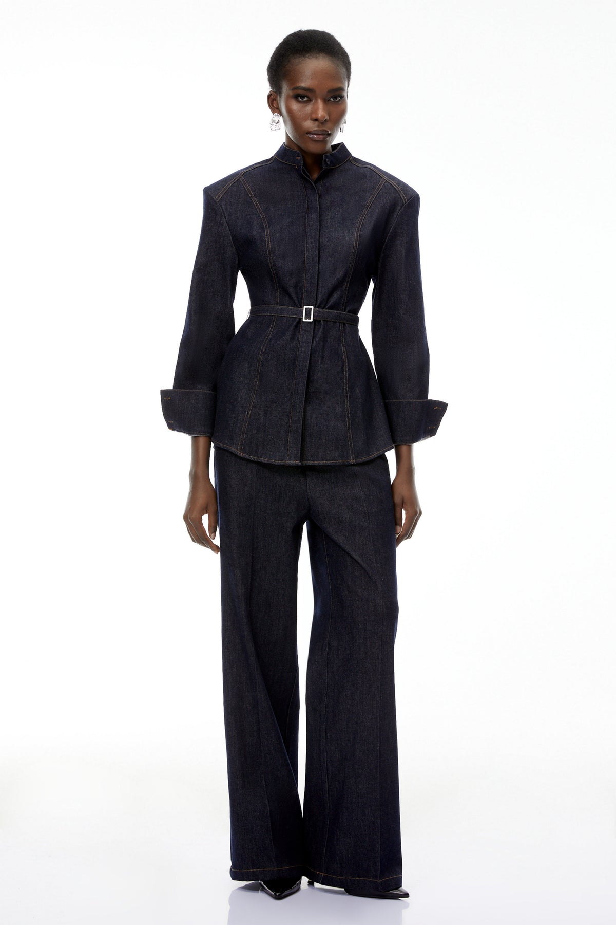 Thaddeus Blue Belted Blazer & Trousers Set (Final Sale-US Only)