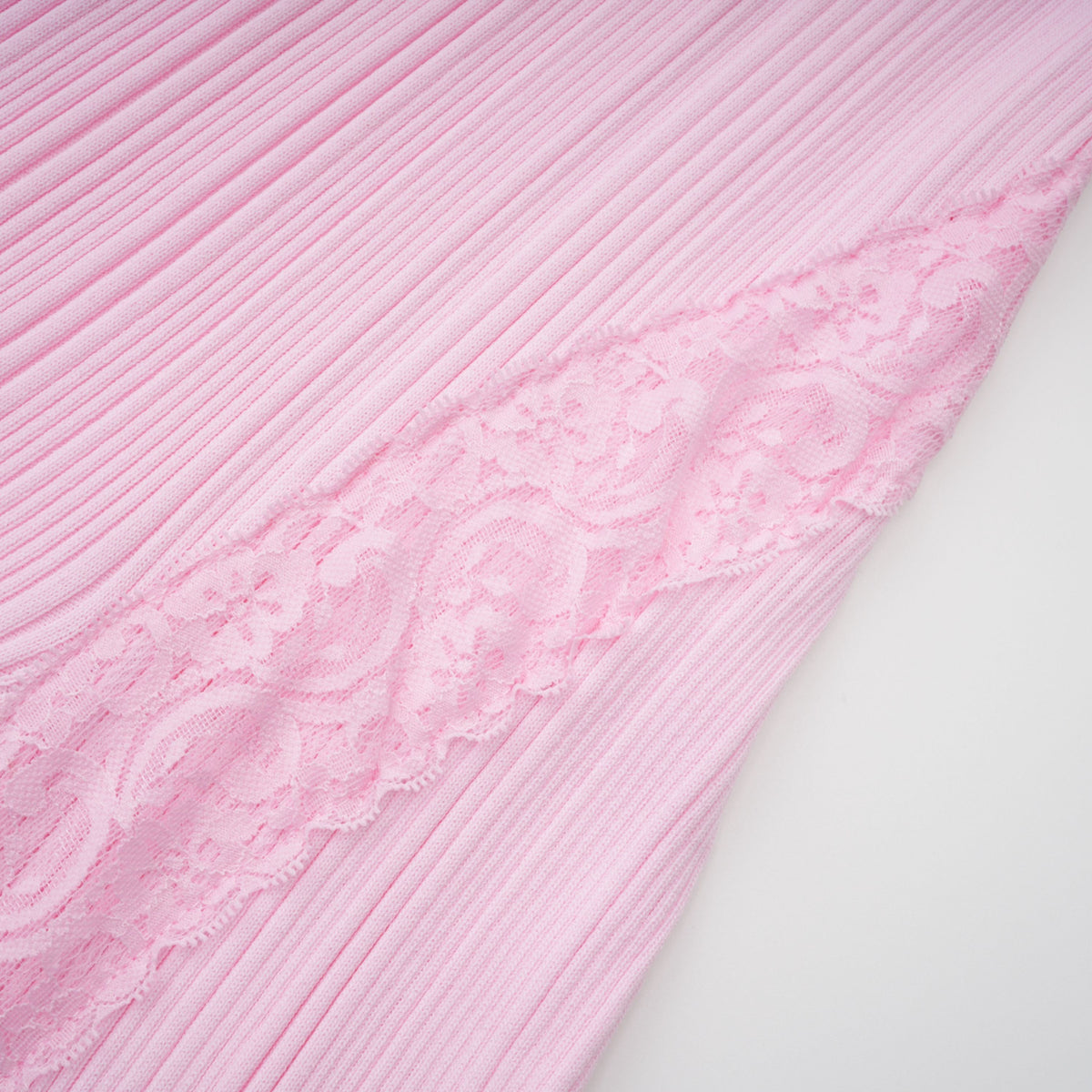Thalya Pink Lace Trim Knit Midi Dress (Final Sale-US Only)