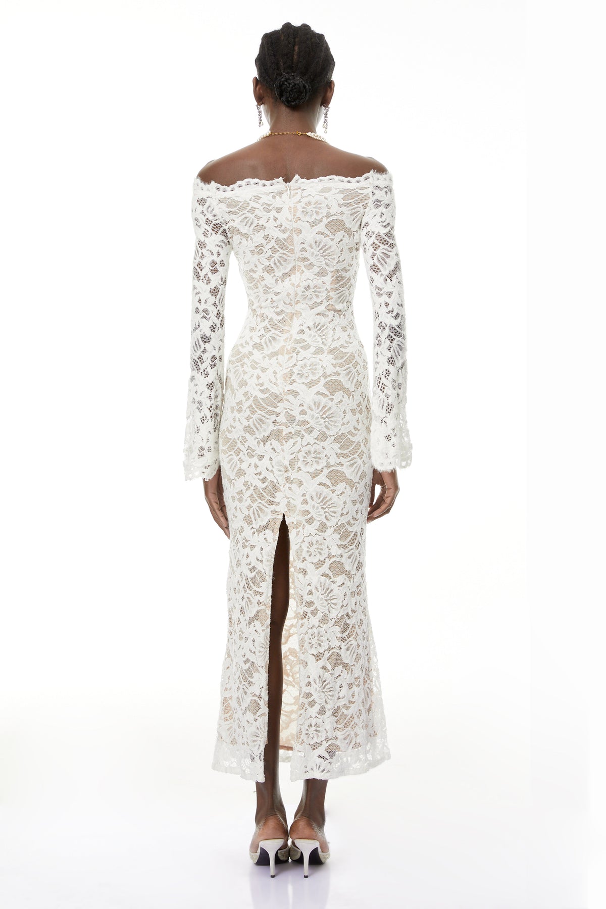 Theresa White Semi-Sheer Floral Lace Maxi Dress (Final Sale-US Only)