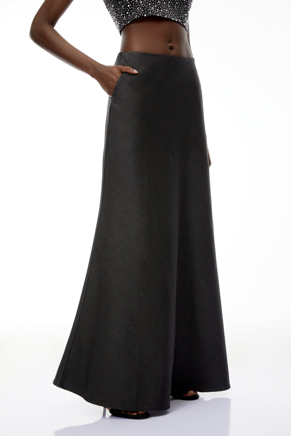 Thorne Grey Flared Maxi Skirt