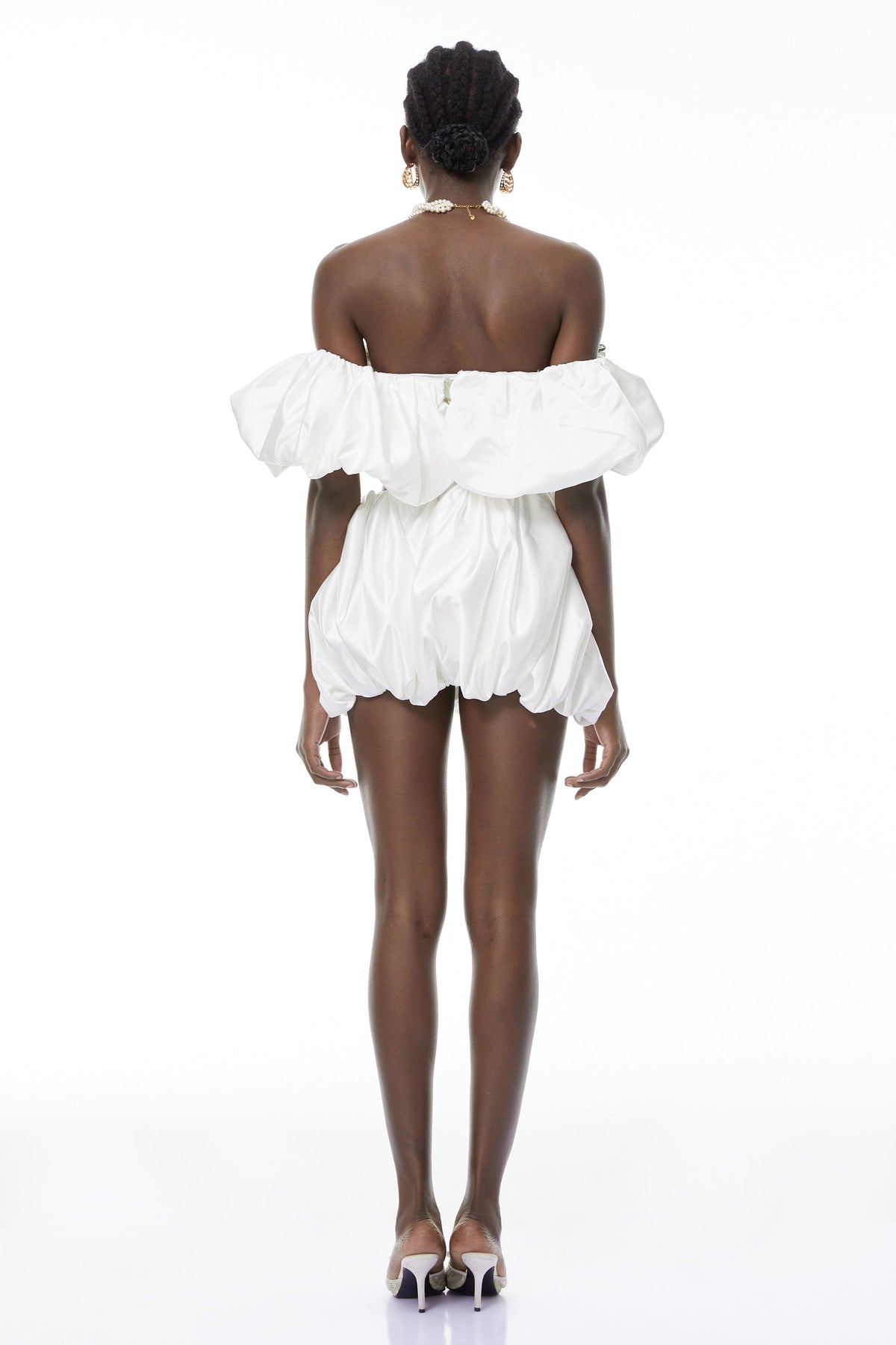 Tiffany White Top & Bubble Short Set with 3D Petals