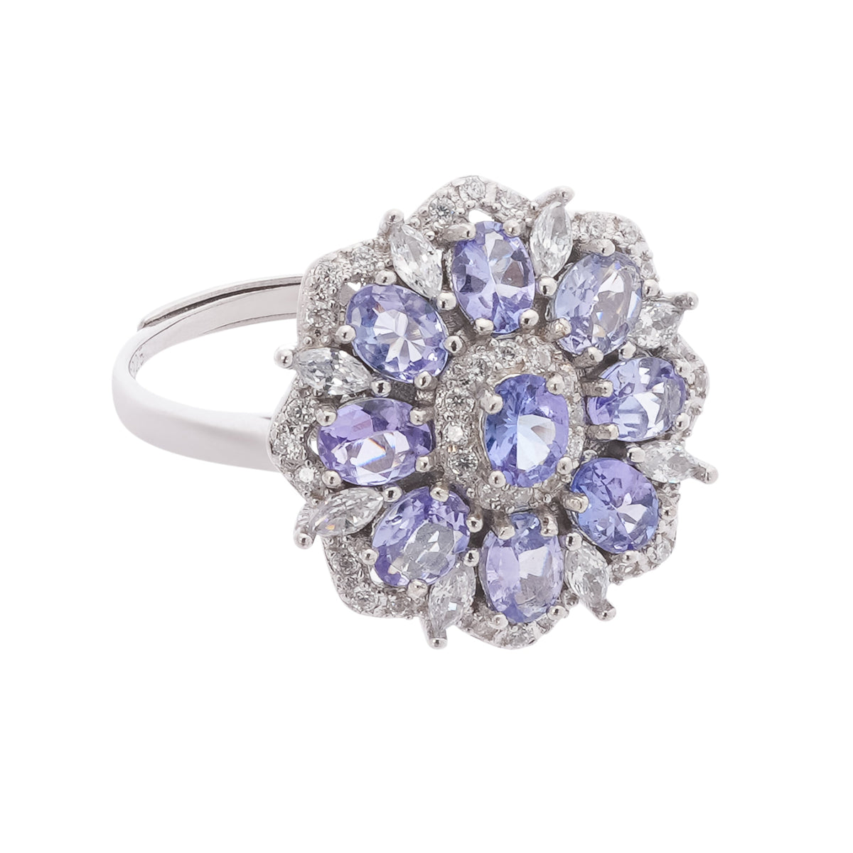 Tiphaine Lavender Tanzanite Cluster Sterling Silver Ring