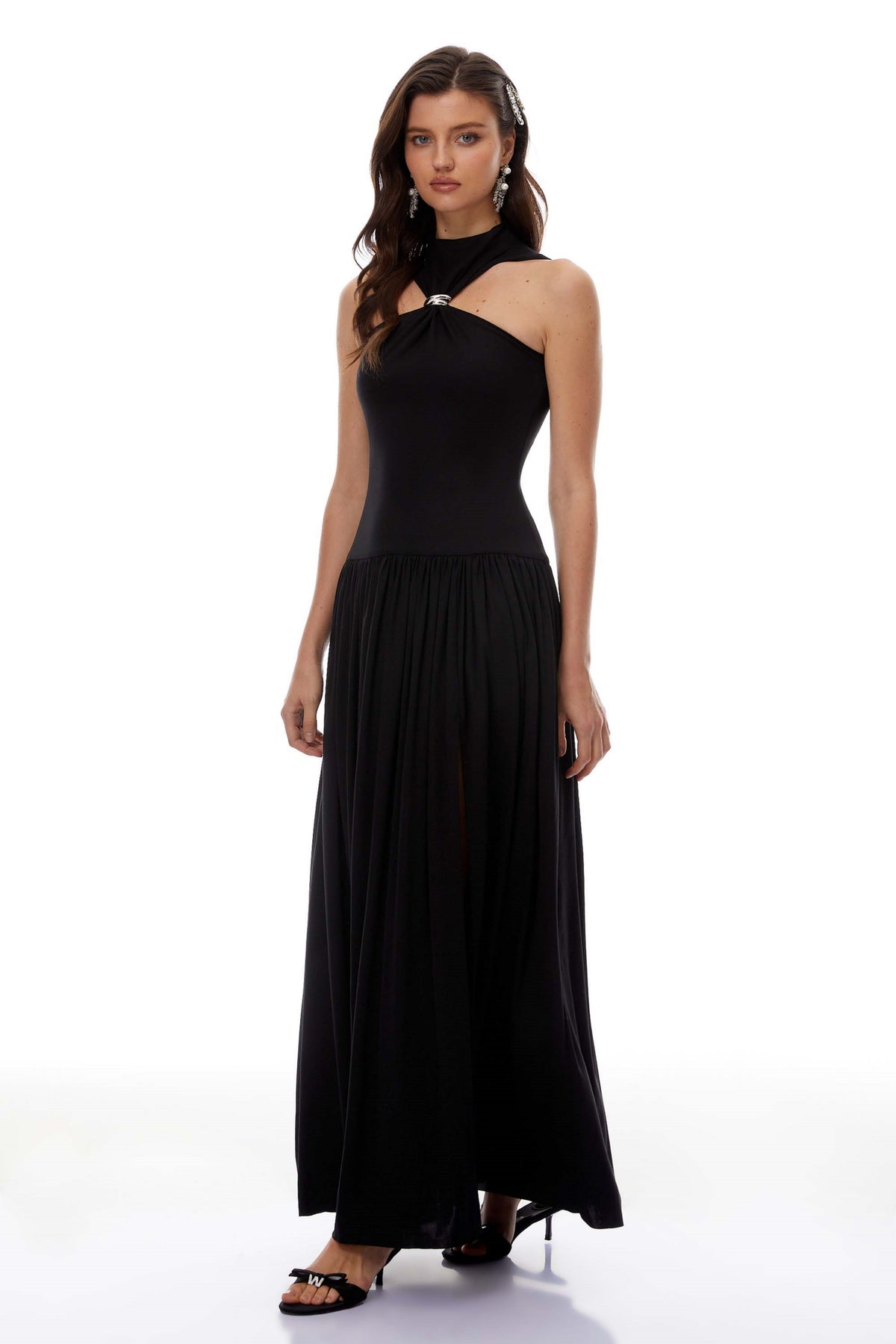 Tomás BlackBlack Halterneck Maxi Dress