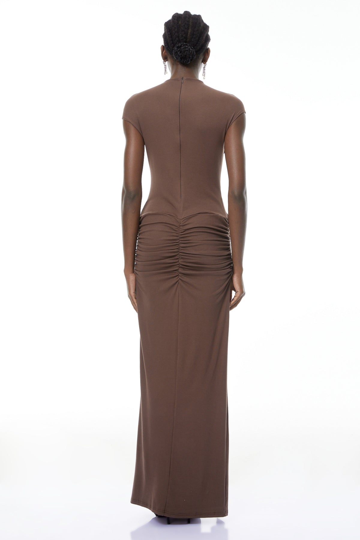 Tone Chocolate Brown Cross-Over Maxi Dress (Final Sale)
